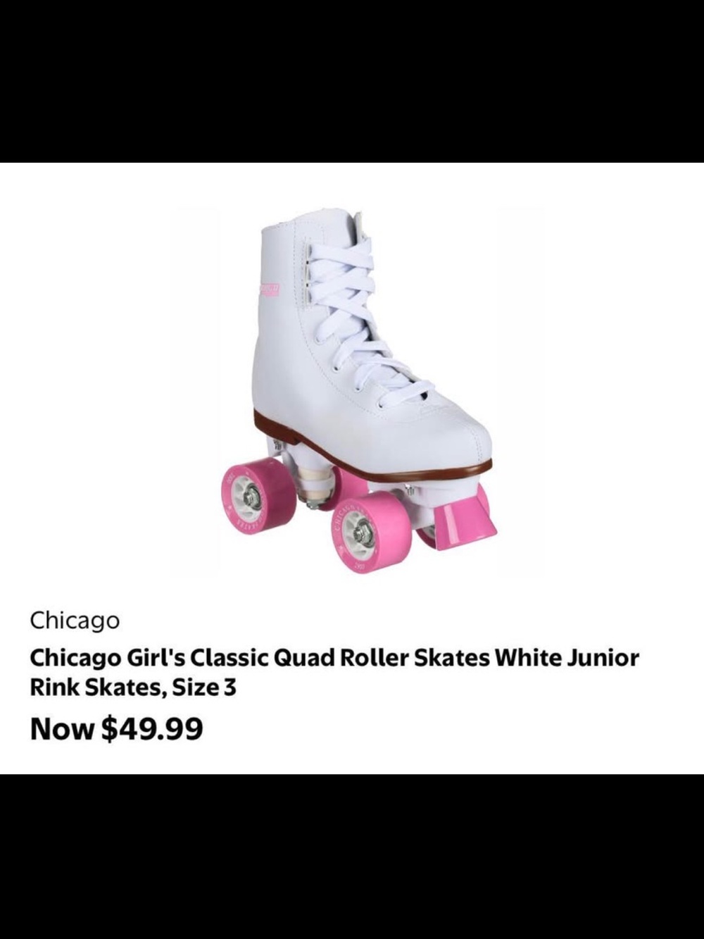 Chicago girls skates with Protective Pad set — Pink and White